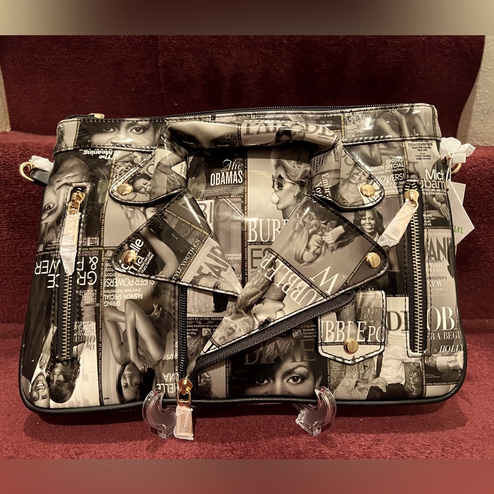 Leather Magazine Moto Crossbody Purse